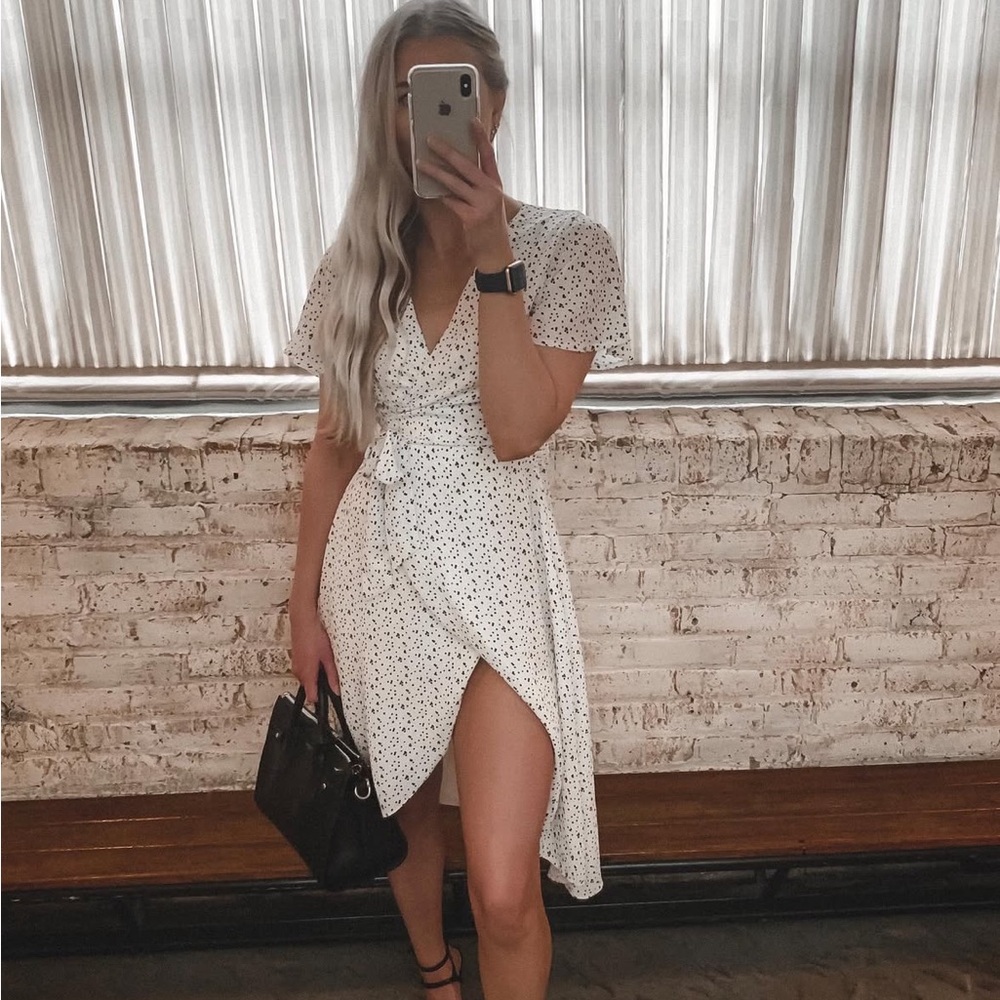 XLE Dalmatian Spotted Wrap Dress